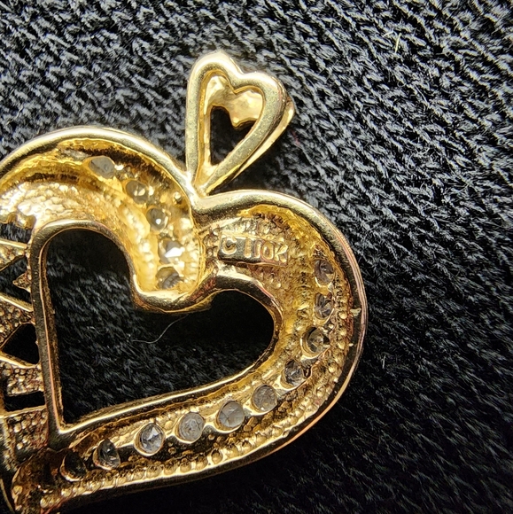 Natural Diamonds 10k yellow gold Love heart pendant - Picture 9 of 12
